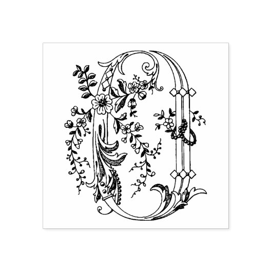 3 maten rubber stempel Monogram Initiaal Letter O (Afrduk)