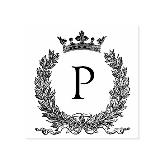 3 maten rubber stempel Monogram Initiaal Letter P (Afrduk)