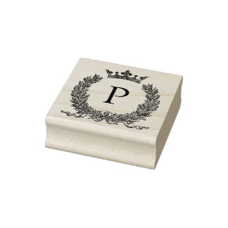 3 maten rubber stempel Monogram Initiaal Letter P