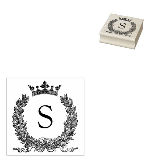3 maten rubber stempel Monogram Initiaal Letter S (Gestempeld)