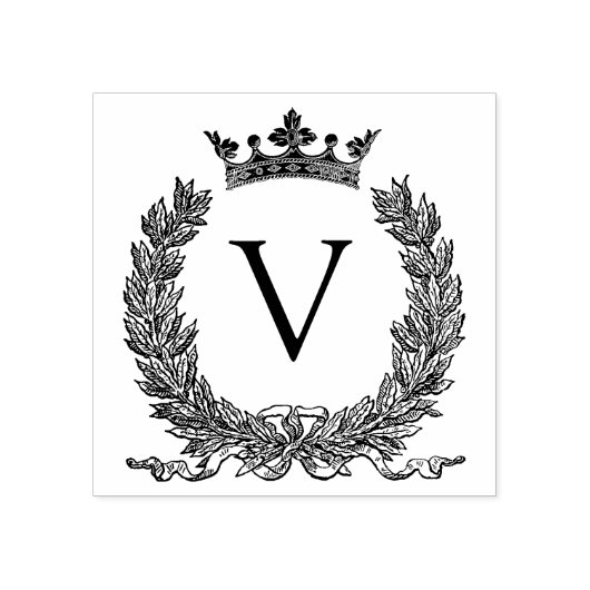 3 maten rubber stempel Monogram Initiaal Letter V (Afrduk)