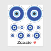3 maten Traditionele Blauwe Nazar Evil Eye Custom- Sticker (Vel)