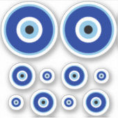 3 maten Traditionele Blauwe Nazar Evil Eye Custom- Sticker (Voorkant)