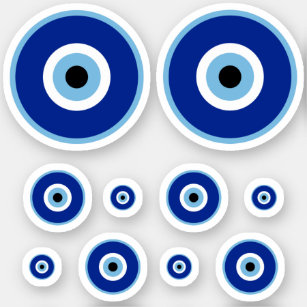 3 maten Traditionele Blauwe Nazar Evil Eye Custom- Sticker