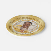 3 maten van foto en gepersonaliseerd, 50e verjaard papieren bordje (Gekanteld)