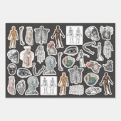 3 Medische lichaamsdelen Halloween Collage Ephemer Inpakpapier Vel (Voorkant 2)