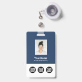 3 Meerdere Logo's Personeelsfoto, Barcode, Naam Badge (Voorzijde met uittrekbare clip)