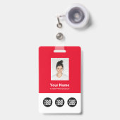 3 Meerdere Logo's Personeelsfoto, Streepjescode, N Badge (Voorzijde met uittrekbare clip)
