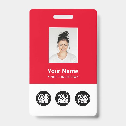 3 Meerdere Logo's Personeelsfoto, Streepjescode, N Badge (Voorzijde)