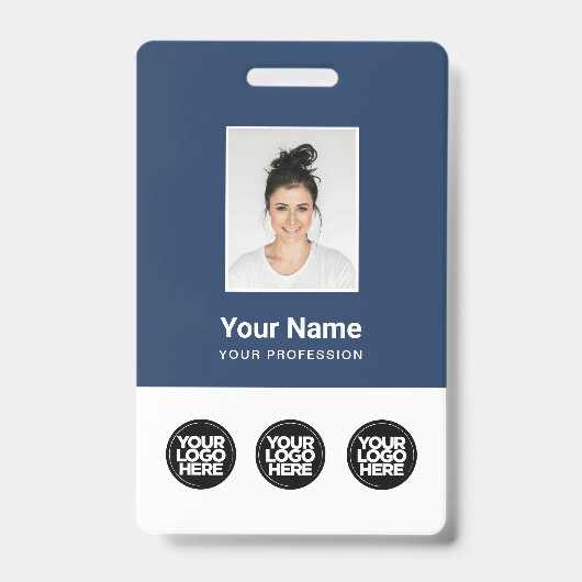 3 Meerdere Logo's Personeelsfoto, Streepjescode, N Badge (Voorzijde)