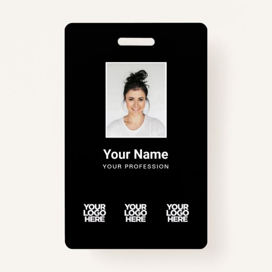 3 Meerdere Logos Werknemer Foto, streepjescode, na Badge (Voorkant)