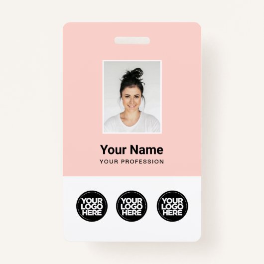 3 Meerdere Logos Werknemer Foto, streepjescode, na Badge (Voorkant)