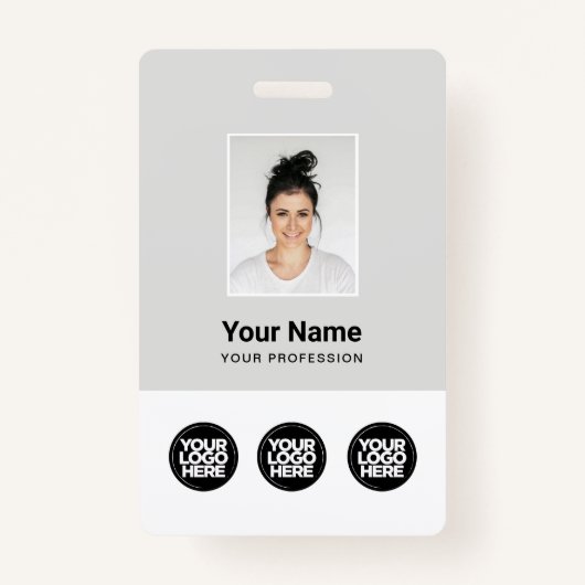 3 Meerdere Logos Werknemer Foto, streepjescode, na Badge (Voorkant)