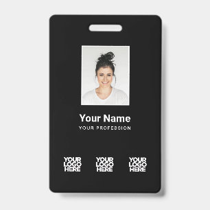 3 Meerdere Logo's Werknemersfoto, Streepjescode, N Badge