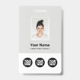 3 Meerdere Logos Werknemersfoto, Streepjescode, Na Badge