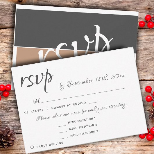 3 Menu Entree Keuzen Elegant RSVP Wedding Reply