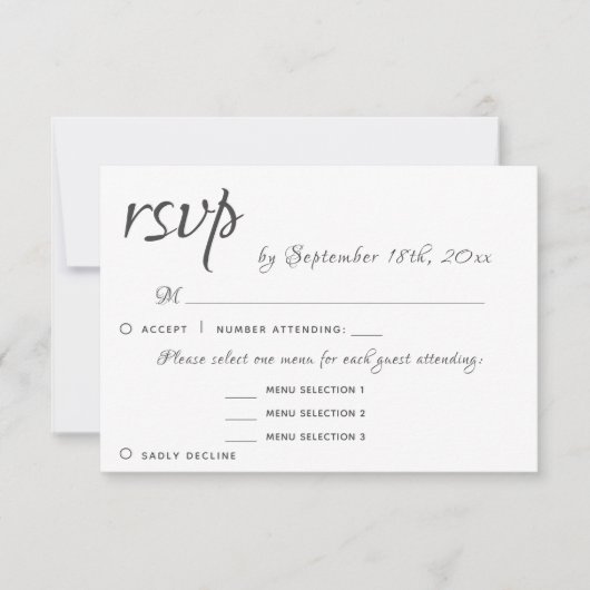 3 Menu Entree Keuzen Elegant RSVP Wedding Reply (Voorkant)