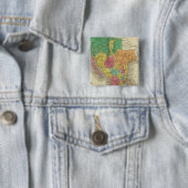 3 Mexico Vierkante Button 5,1 Cm (In situ)