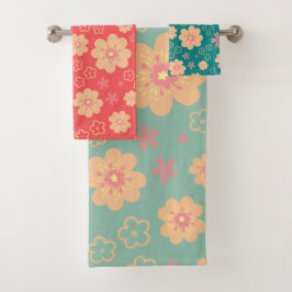 3 Mix kerstkleuren Floral Pattern Bad Handdoek