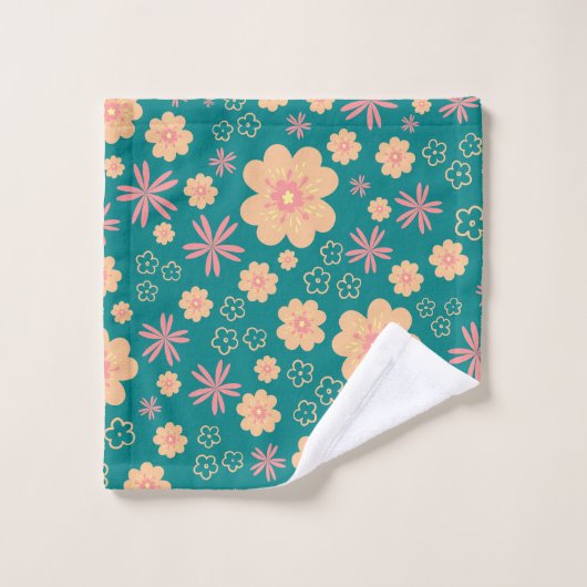 3 Mix kerstkleuren Floral Pattern Bad Handdoek (Wasdoekje)