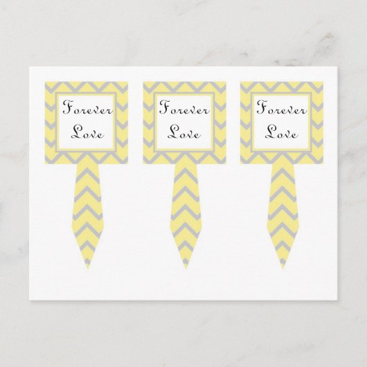 3 Moderne Chevron Geel/Grijs Cup Cake Picks Briefkaart (Voorkant)