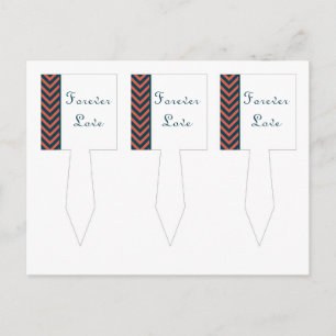 3 Moderne Chevron Neon koraal/Navy Cup Cake Picks Briefkaart