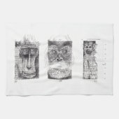 3 Monkey apen Jaar Zodiac Kitchen Towel Theedoek (Horizontaal)