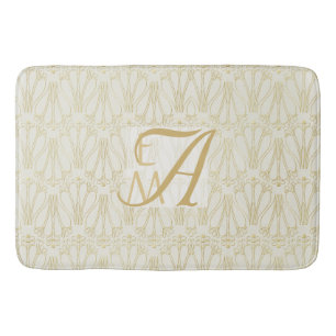 3 Monogram Art Deco Gold Cream Pas getrouwd Decor Badmat