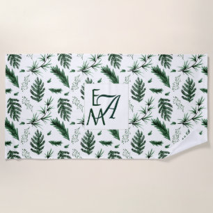 3 Monogram bosgroene bladeren Huisdecoratie Nieuwg Strandlaken
