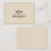 3 Monogram Initiaal Naam Faux Bisque Linen Notitiekaartje (Voorkant / Achterkant)