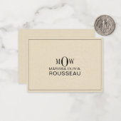 3 Monogram Initiaal Naam Faux Bisque Linen Notitiekaartje (Voorkant / Achterkant in situ)