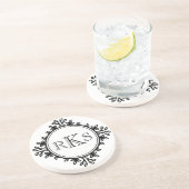 3 monogram koninklijke koninklijke zwarte witte bl zandsteen onderzetter (Zijkant)