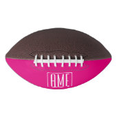 3 Monogram | van initialen Wit op Heet Roze American Football (Voorkant)
