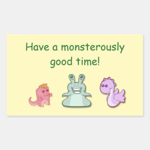 3 Monsters gepersonaliseerd monsterlijk goede tijd Rechthoekige Sticker