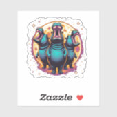 3 Moo Deng Moon Howling Moo Deng Hippo Meme Mannen Sticker (Vel)
