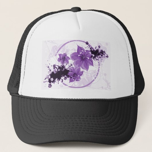3 mooie Bloemen - Paars Trucker Pet (Voorkant)
