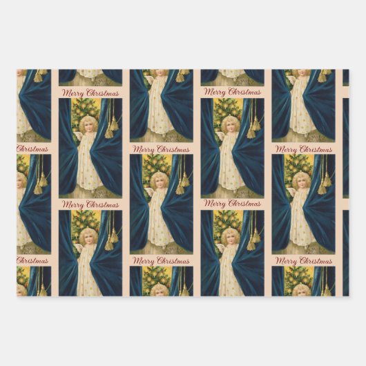 3 Mooie kerst engel Inpakpapier Vel (Voorkant 3)