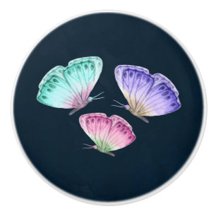 3 Mooie Pastel Waterverf Vlinders Keramische Knop