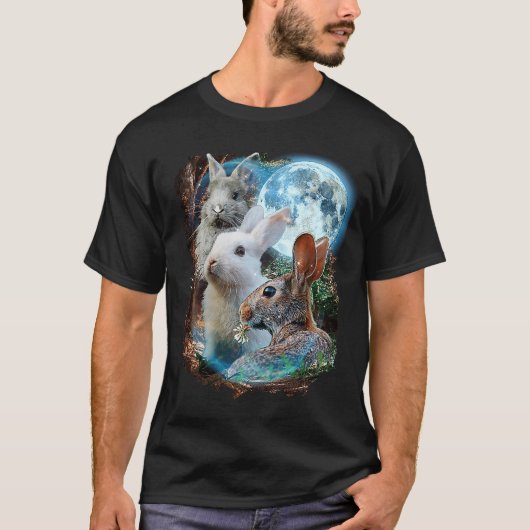 3 Moon Bunny Rabbit Graphic Animal T-shirt (Voorkant)