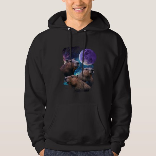 3 Moon Capybaras  Gnawer Rodent Capibara Hoodie (Voorkant)