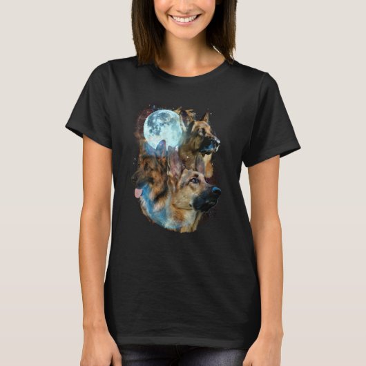 3 Moon German Shepherd Dog  Canine Puppy Graphic T-shirt (Voorkant)