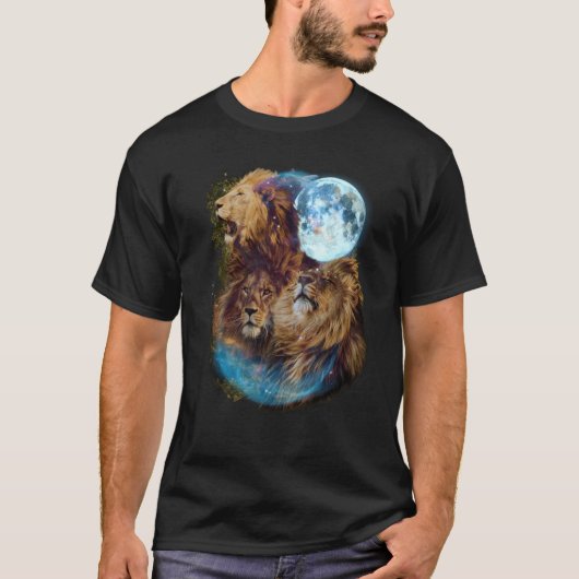 3 Moon Lion Felidae Wildcat Animal T-shirt (Voorkant)