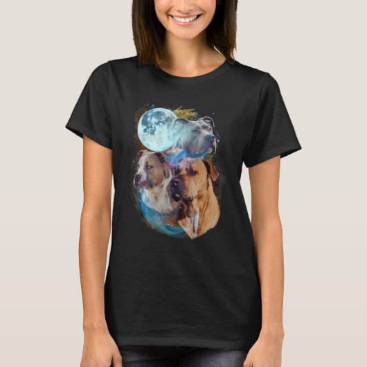 3 Moon Pitbull Dog  Canine Puppy Graphic Pet Humor T-shirt (Voorkant)