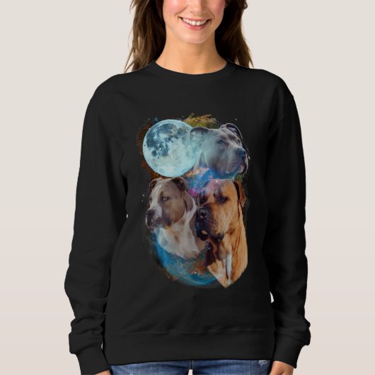3 Moon Pitbull Dog  Canine Puppy Graphic Pet Humor Trui (Voorkant)