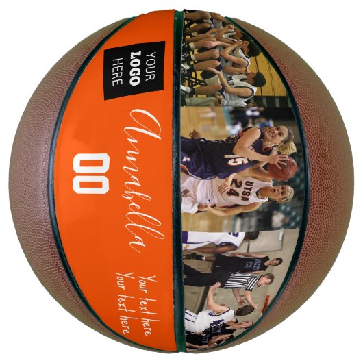 3 Naam en nummer van de foto-logo-speler Basketbal (Verticaal)