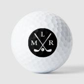 3 Naaminitiaal | Gepersonaliseerd B&W Monogram Golfballen (Voorkant)