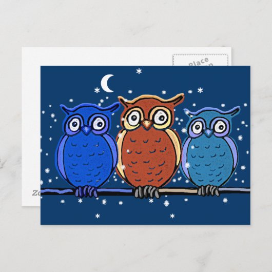 3 nachtuil briefkaart (Voorkant / Achterkant)