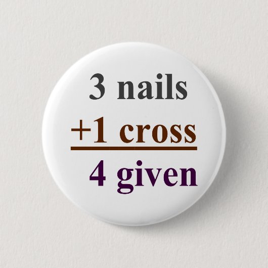 3 nagels + 1 kruis = 4 ronde button 5,7 cm (Voorkant)