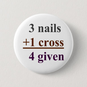 3 nagels + 1 kruis = 4 ronde button 5,7 cm