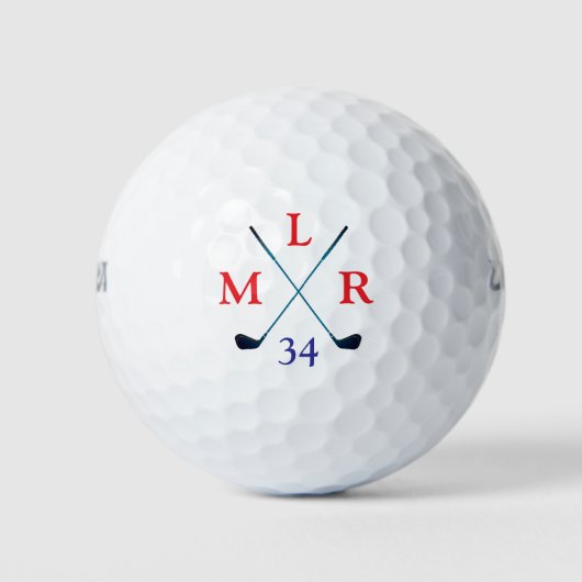 3 Name Initial Letters Classic Monogram Golfballen (Voorkant)